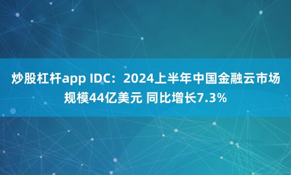 炒股杠杆app IDC：2024上半年中国金融云市场规模44亿美元 同比增长7.3%